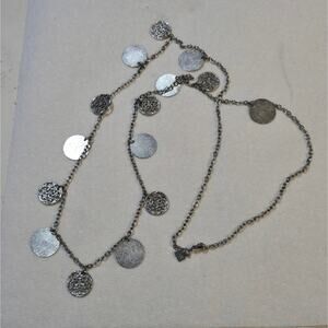Banana‎ Republic Silver Tone Coin Long Necklace